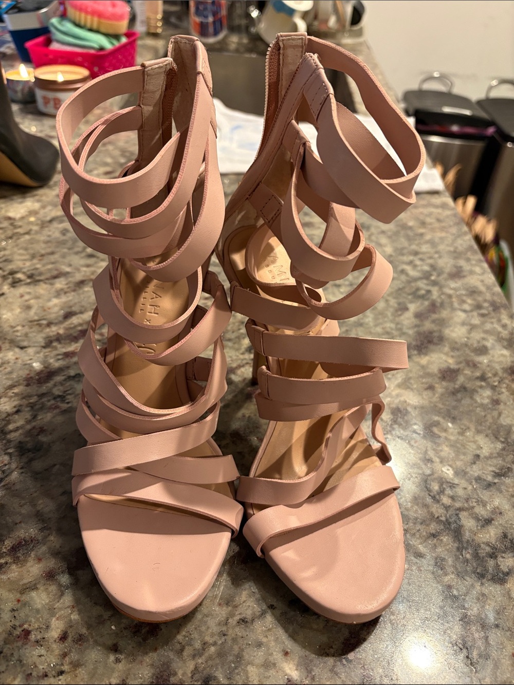 INC International Concepts Pink Blush Strappy Gladiator Heels